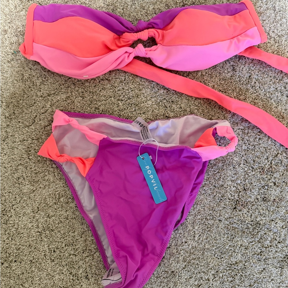 Vibrant Pink and Purple Bikini Set